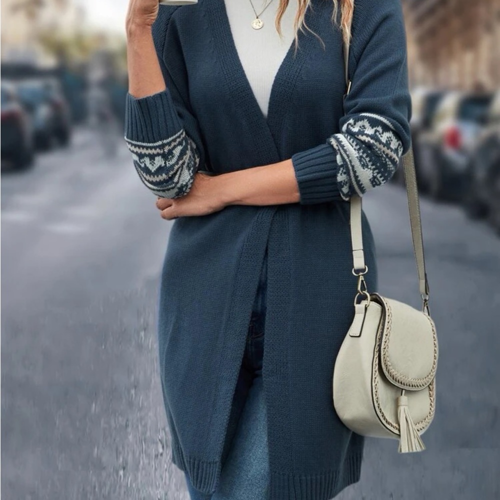 Geo Pattern Open Front Cardigan - image 2